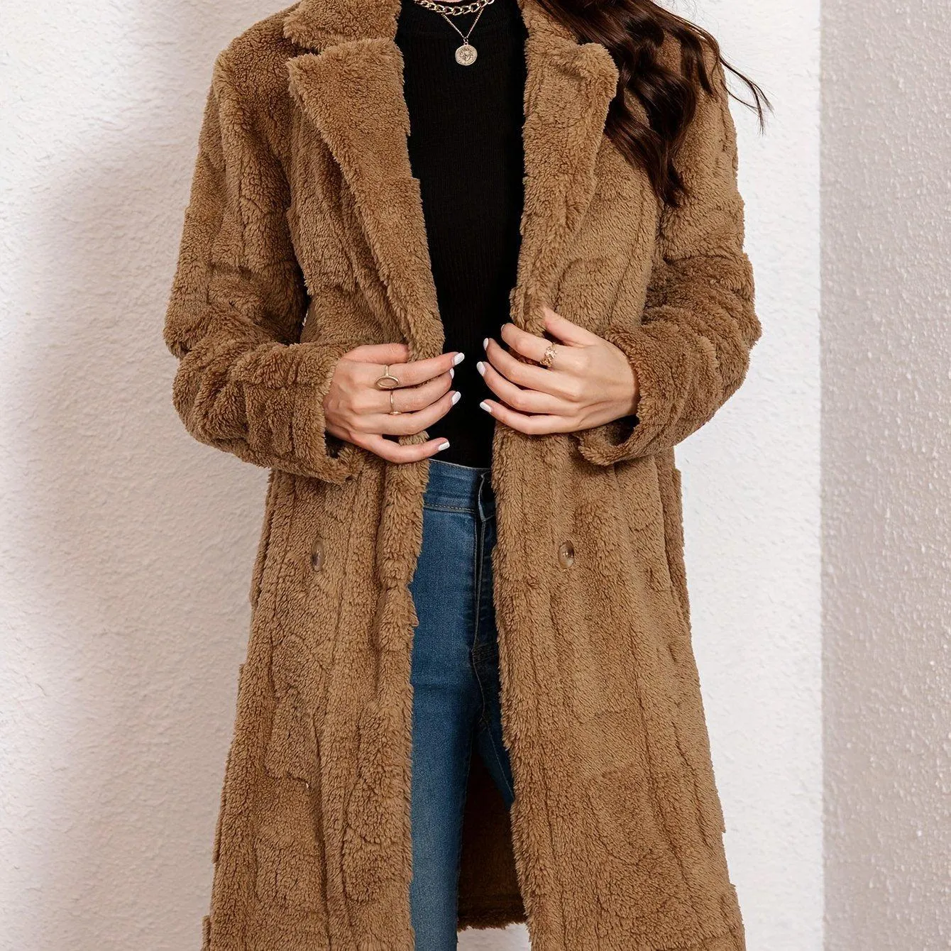 Elegant Thermal Solid Long Sleeve Women's Clothing