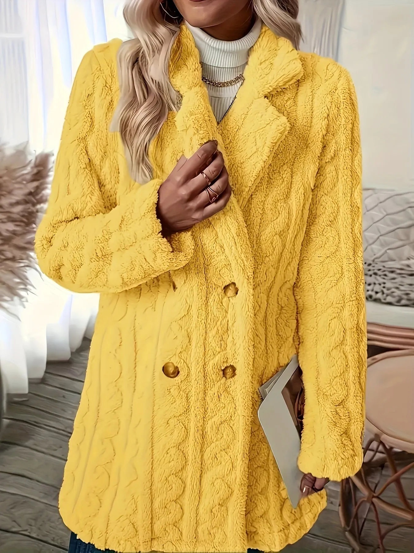 Elegant Thermal Solid Long Sleeve Women's Clothing