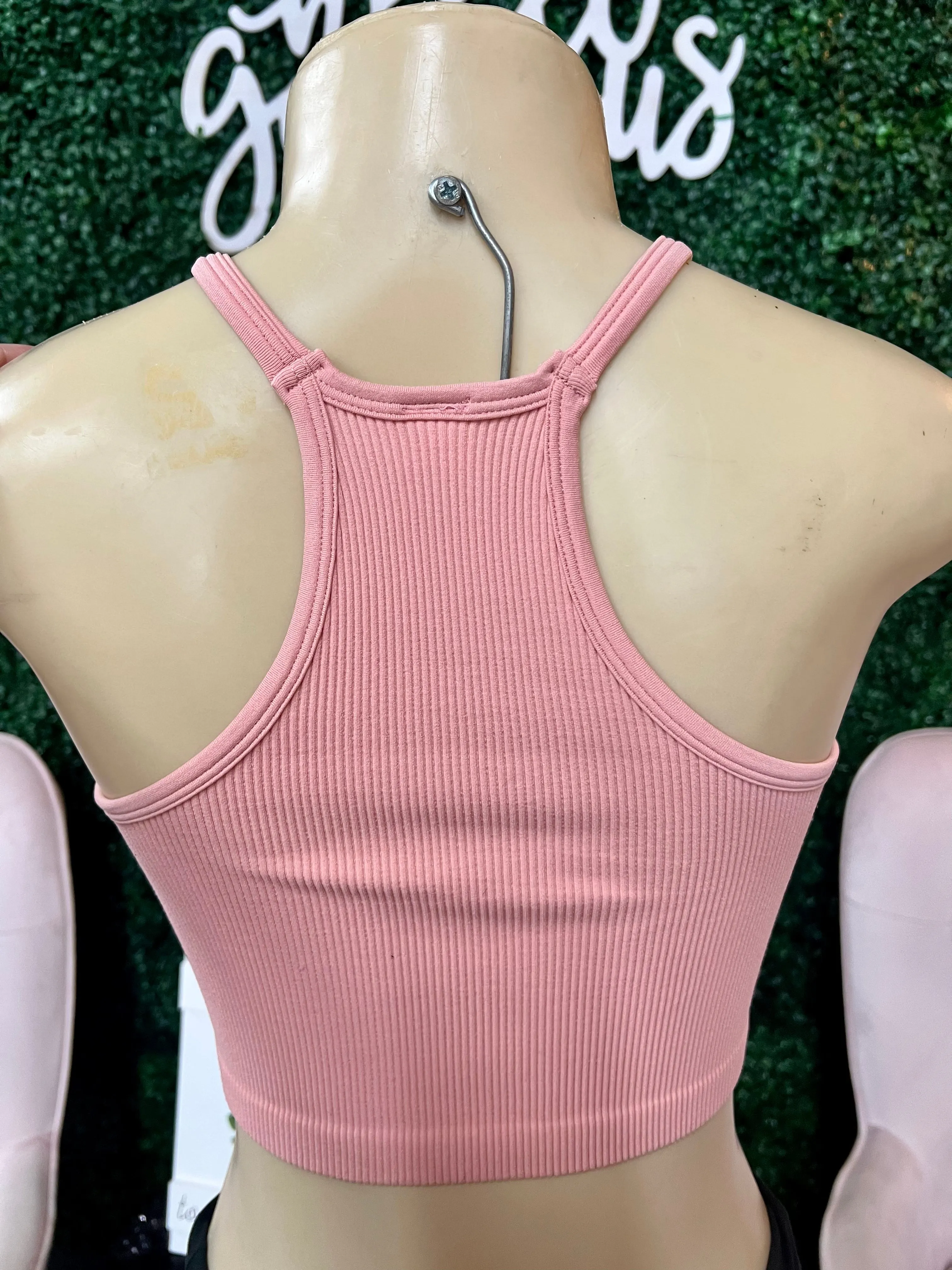 Every Lasting Love Light Pink Ribbed Tank Crop Top