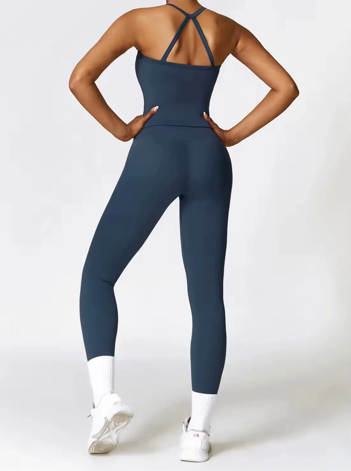 Everyday crossback full length padded tank top leggings set