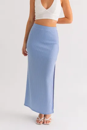 Fitted Midi Skirt Denim Knit