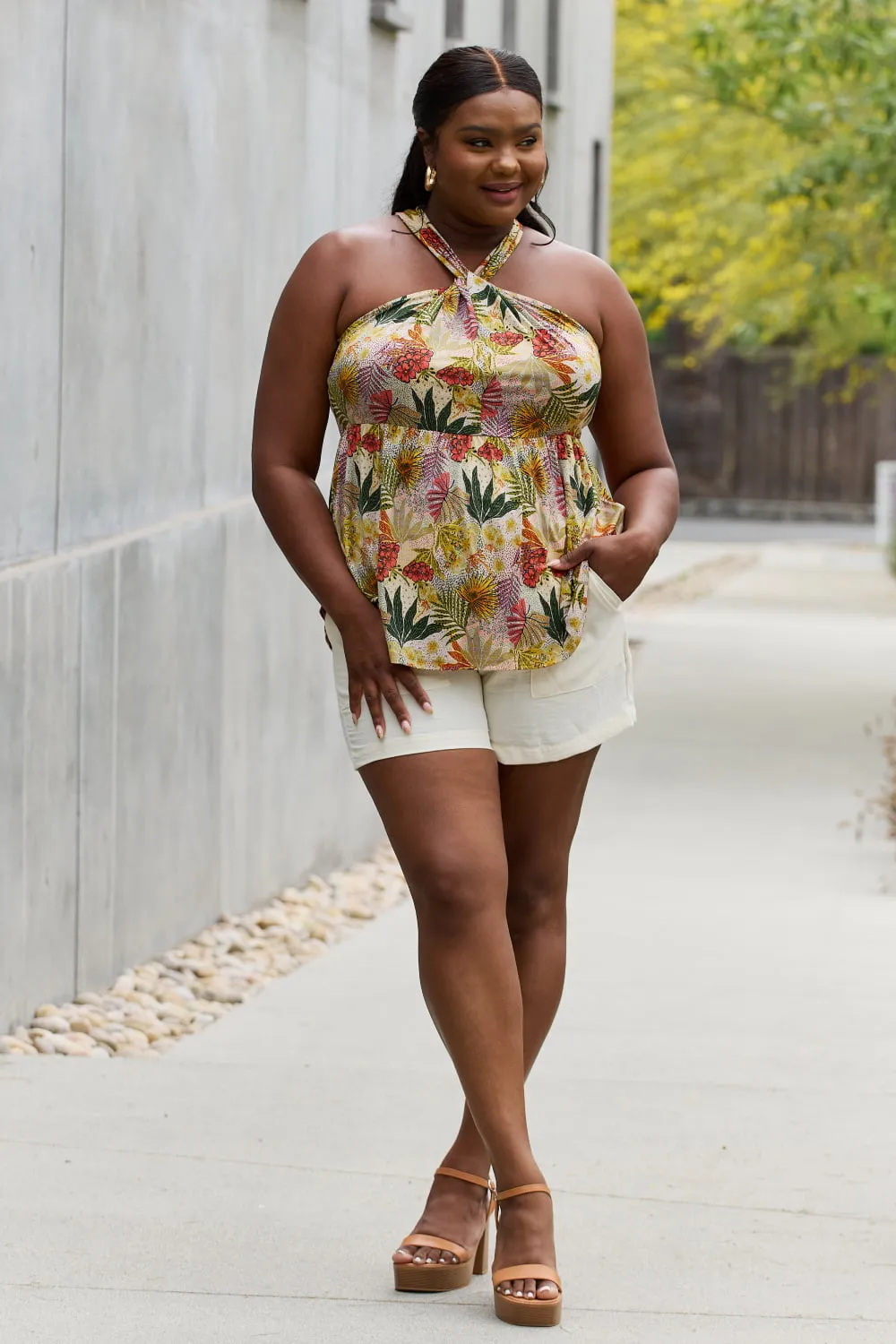 Floral Halter Top in Green