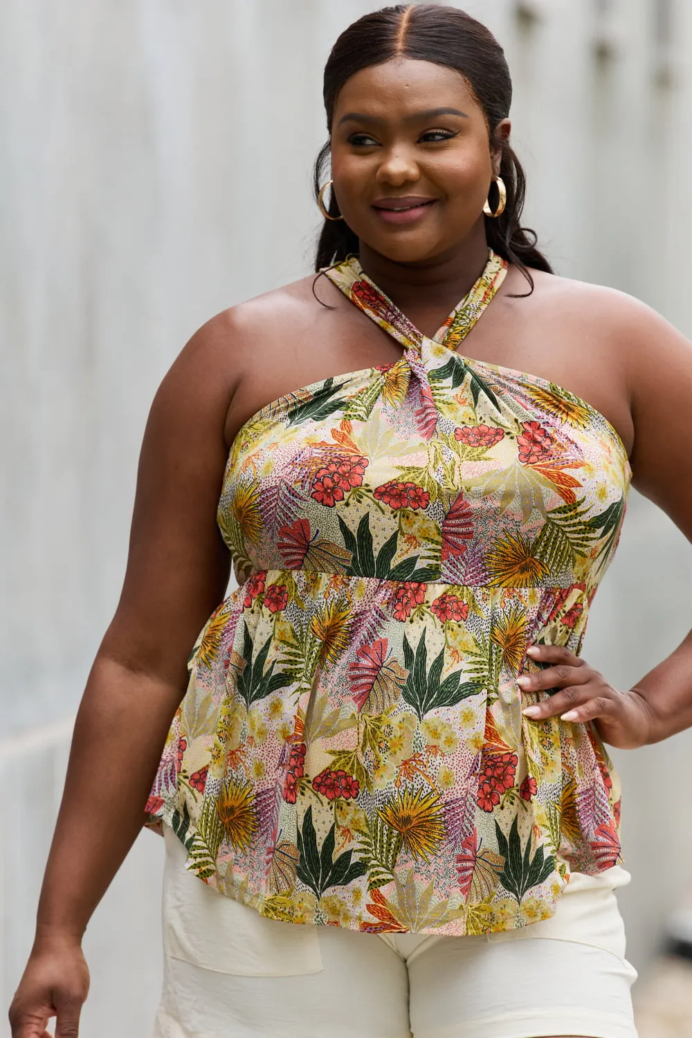 Floral Halter Top in Green