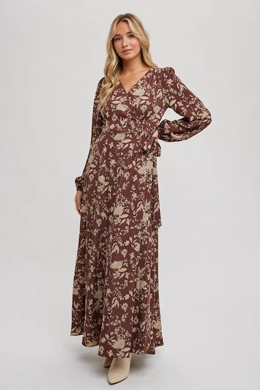 Floral Print Wrap Maxi Dress