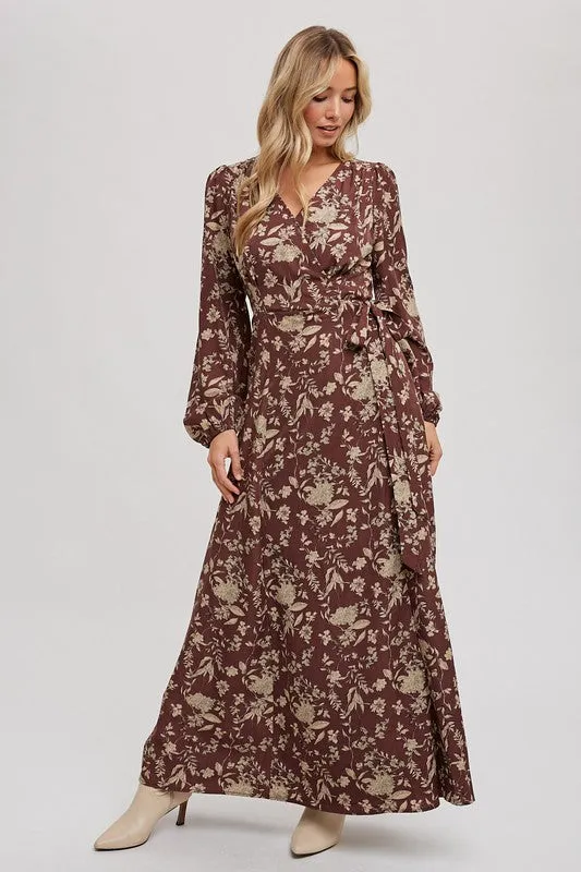 Floral Print Wrap Maxi Dress