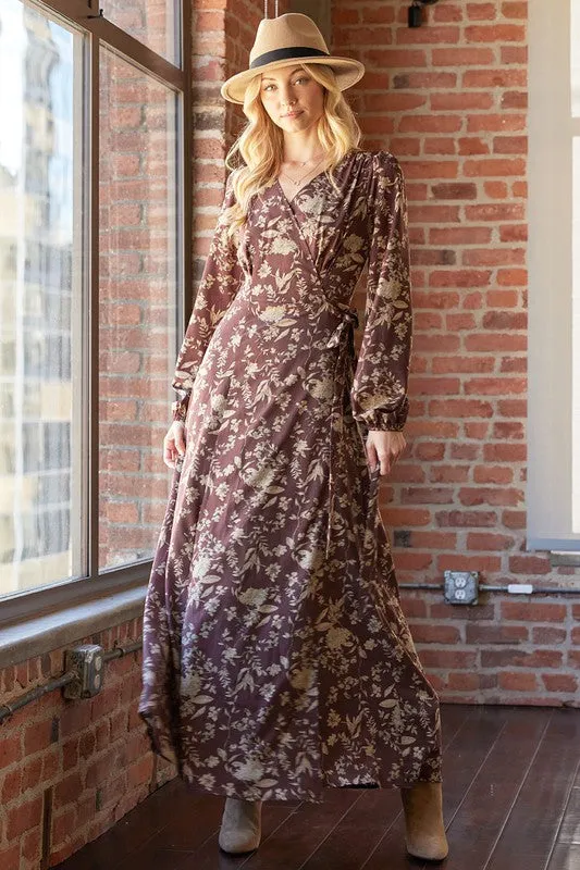 Floral Print Wrap Maxi Dress