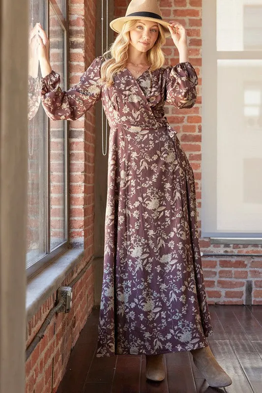 Floral Print Wrap Maxi Dress