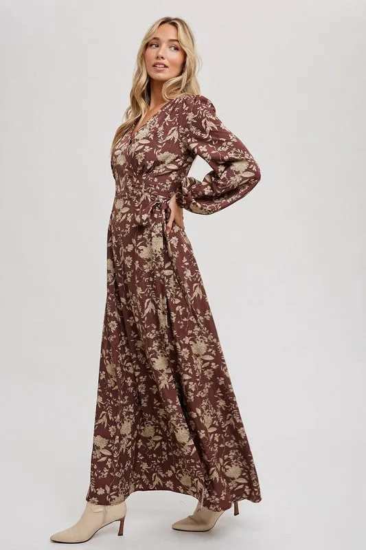 Floral Print Wrap Maxi Dress