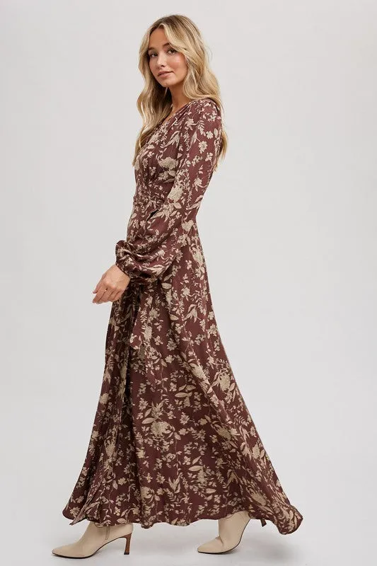 Floral Print Wrap Maxi Dress