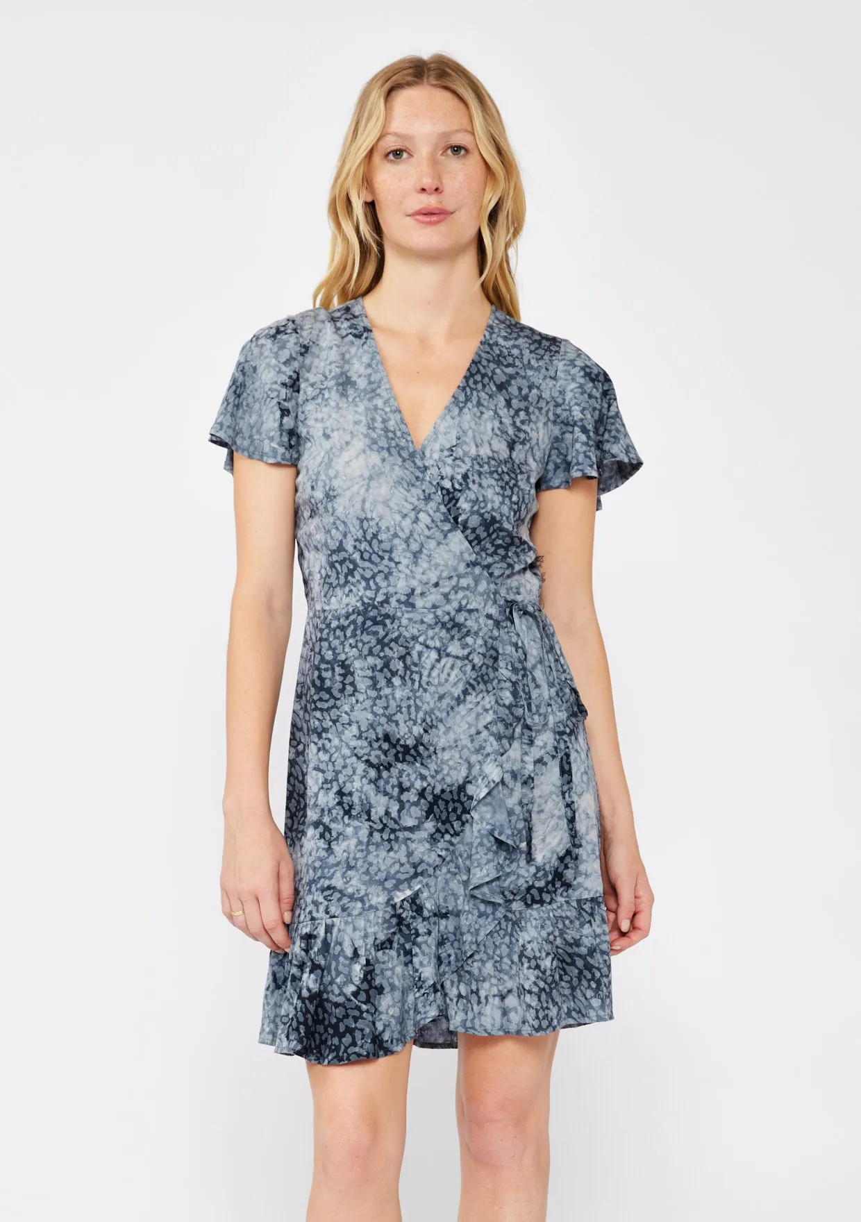 Flutter Sleeve Wrap Mini Dress
