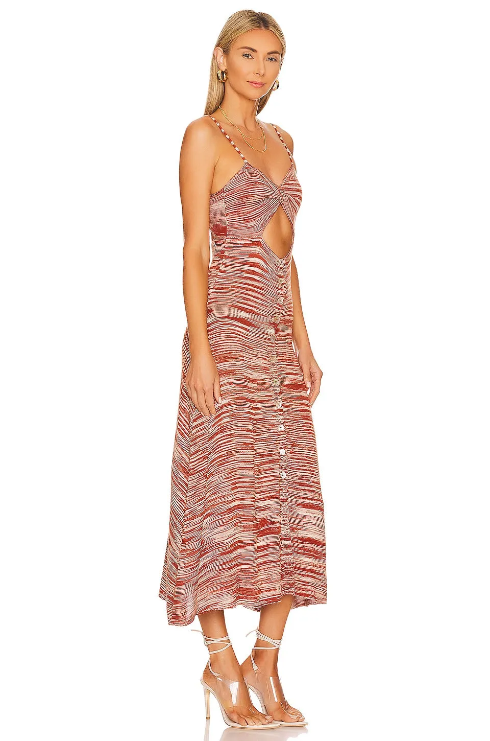 For Love & Lemons Isabela Midi Dress in Brown