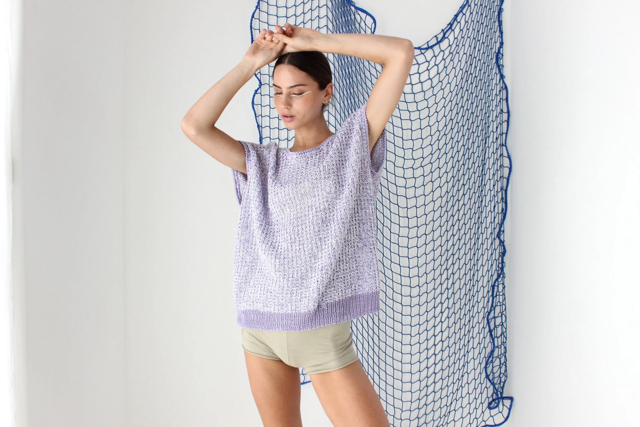 FOUND IN GREECE 80s Hand Knit Crochet Sweater Vest Slouch Top