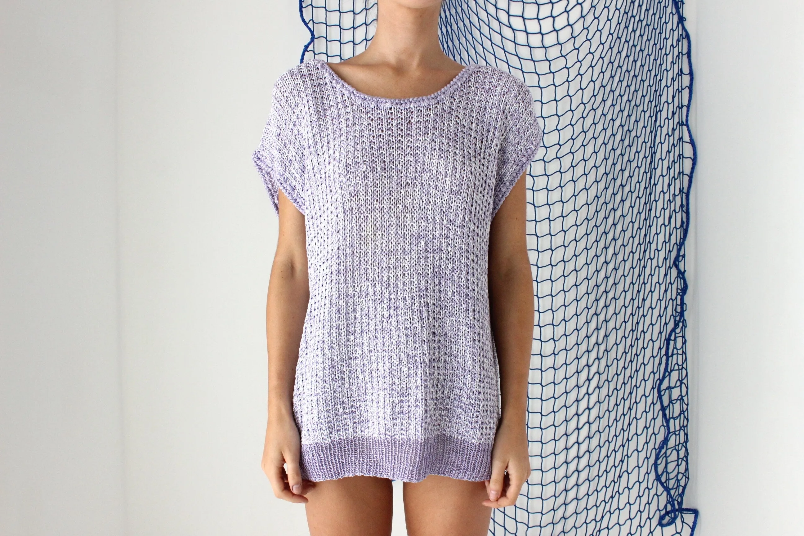 FOUND IN GREECE 80s Hand Knit Crochet Sweater Vest Slouch Top