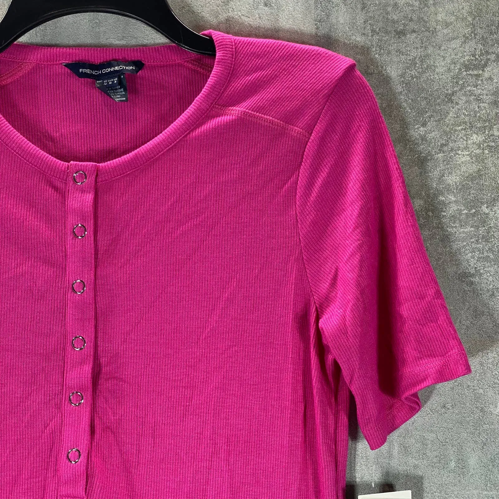 FRENCH CONNECTION Women's Wild Rosa Paze Ribbed Jersey Bodycon Mini Dress SZ 8
