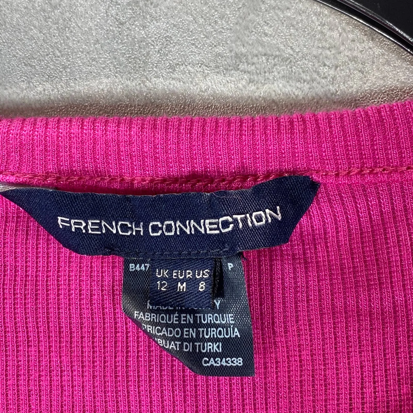 FRENCH CONNECTION Women's Wild Rosa Paze Ribbed Jersey Bodycon Mini Dress SZ 8