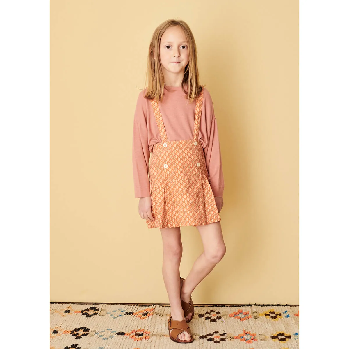 Hedera Skirt in Apricot Geo Print by Caramel - Last One In Stock - 10 Years