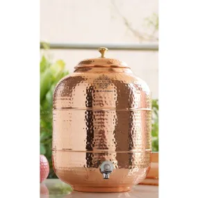 Indian Art Villa Handmade Pure Copper Water Pot Tank Dispenser | Storage, Drinkware