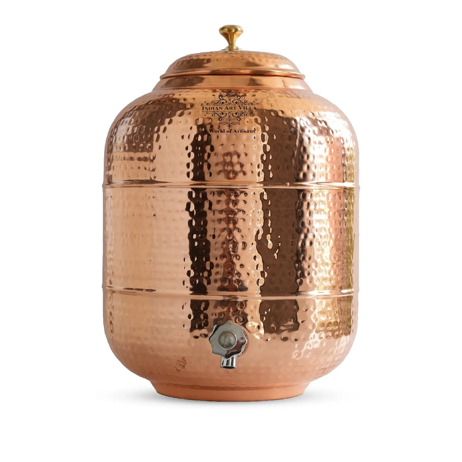 Indian Art Villa Handmade Pure Copper Water Pot Tank Dispenser | Storage, Drinkware