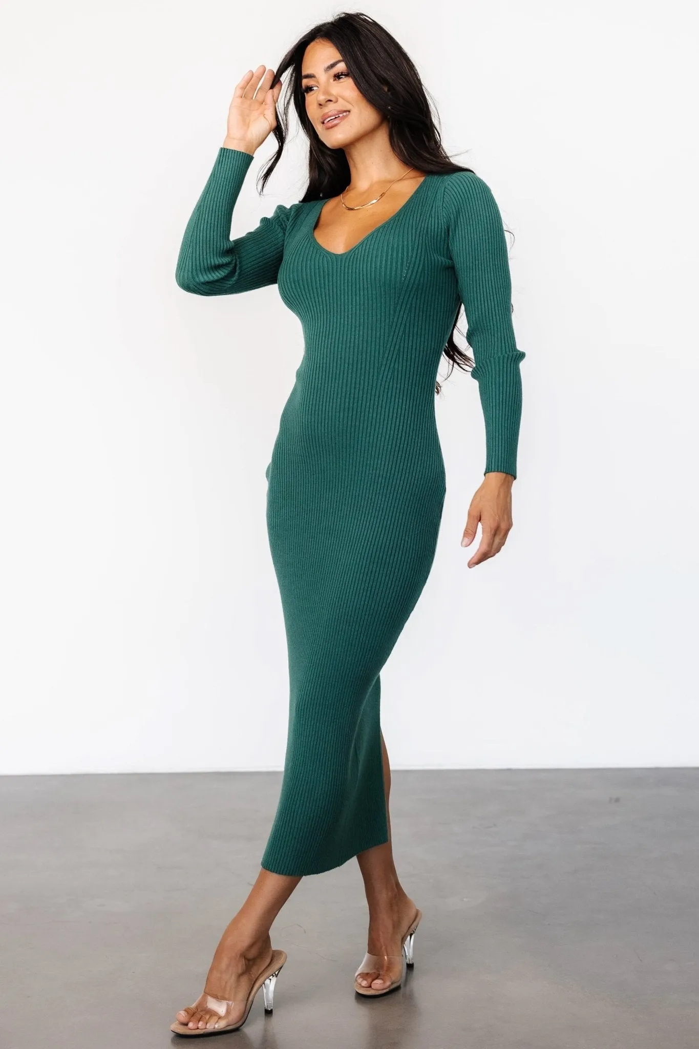 Kendall Ribbed Midi Dress | Green