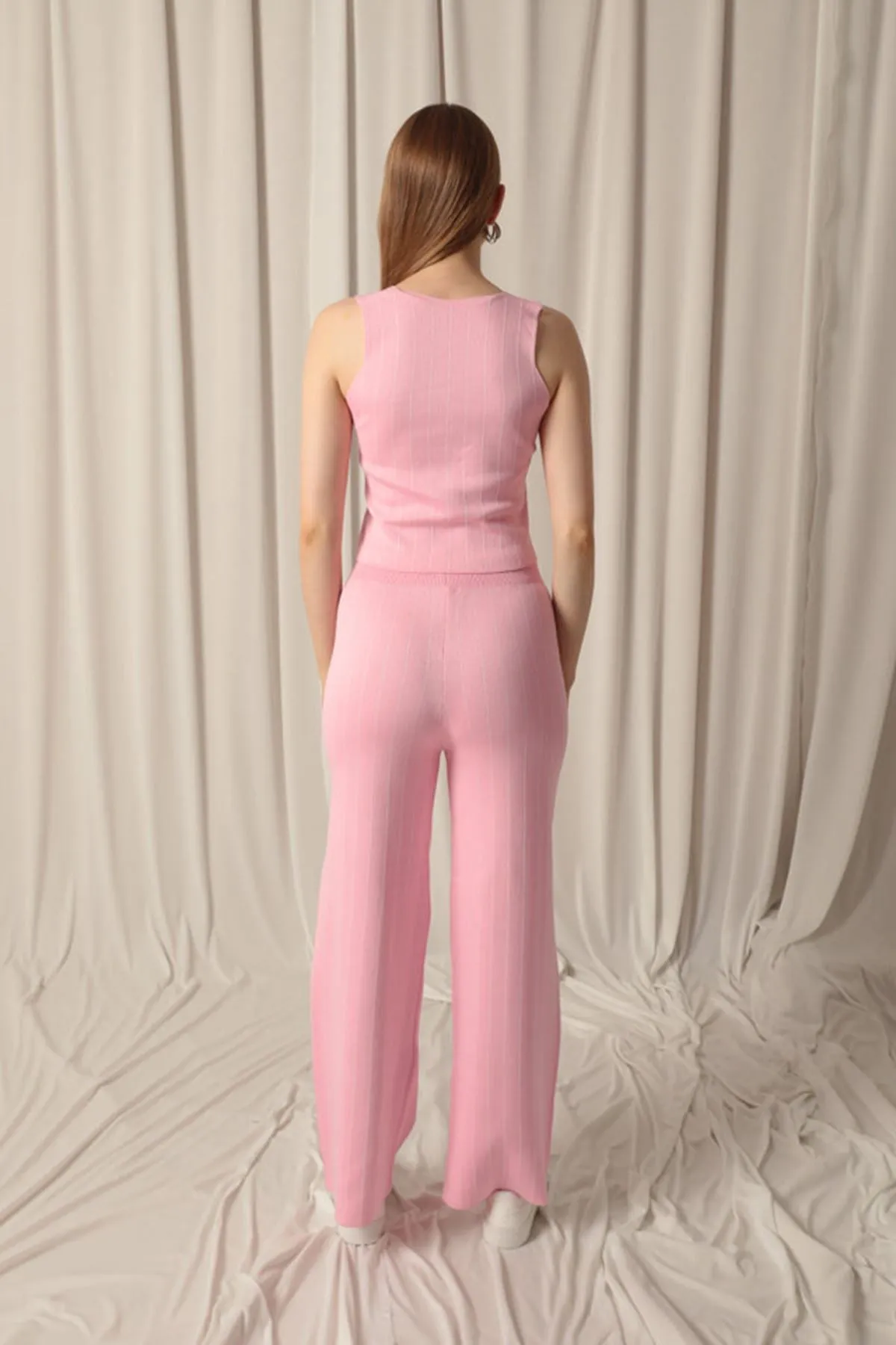 KKT Pink Women's Suit with Knitted Fabric Vest - Dartford