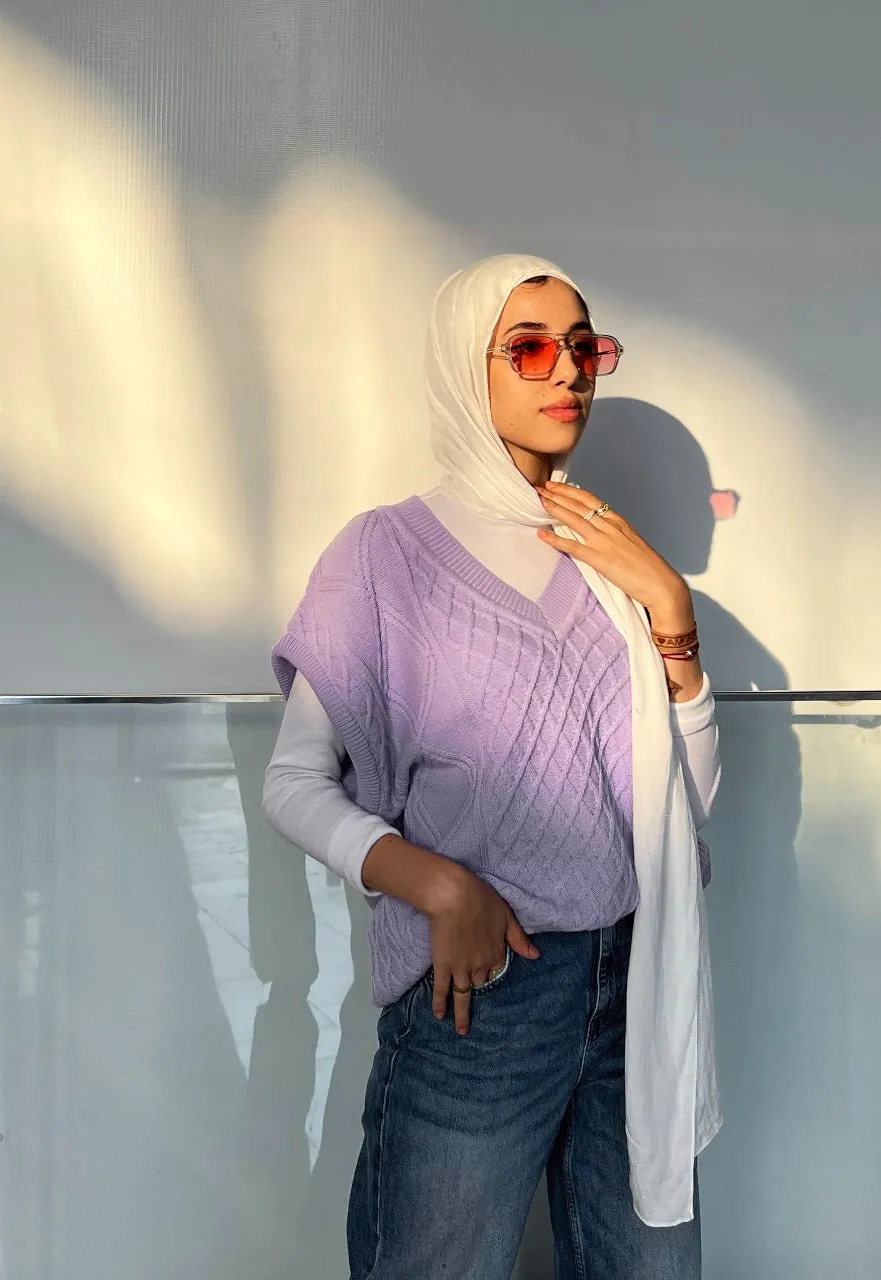 Knitted Wool Vest Purple