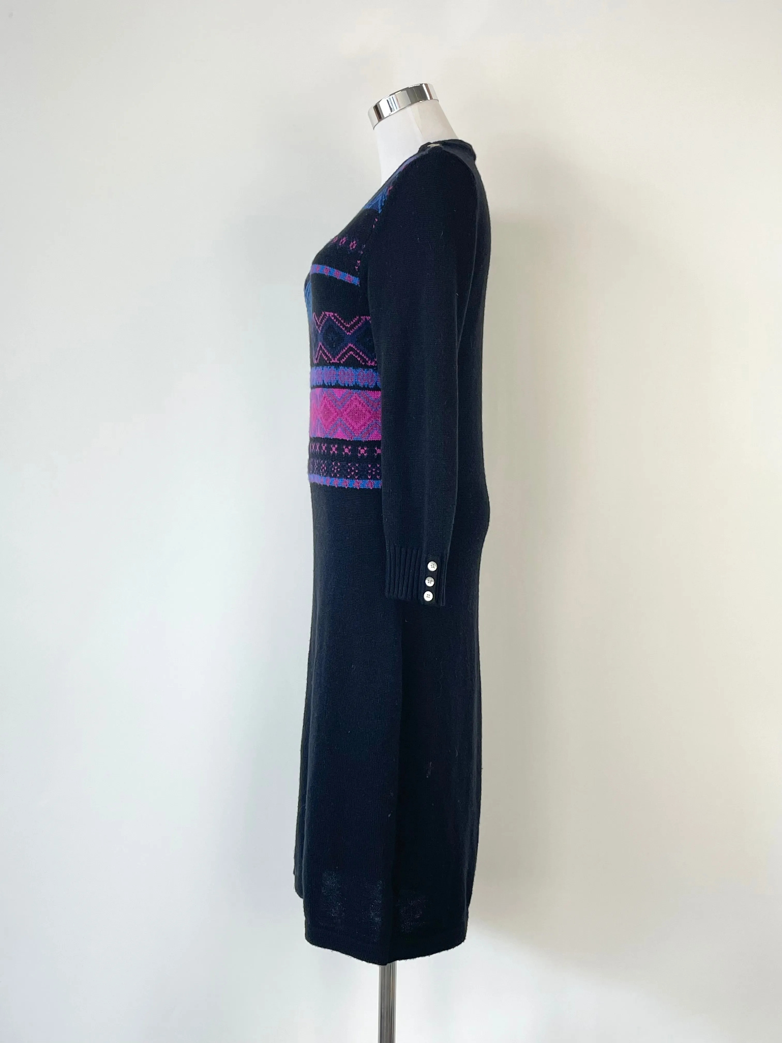 Laura Ashley Black Wool Blend Knit Pencil Dress - S