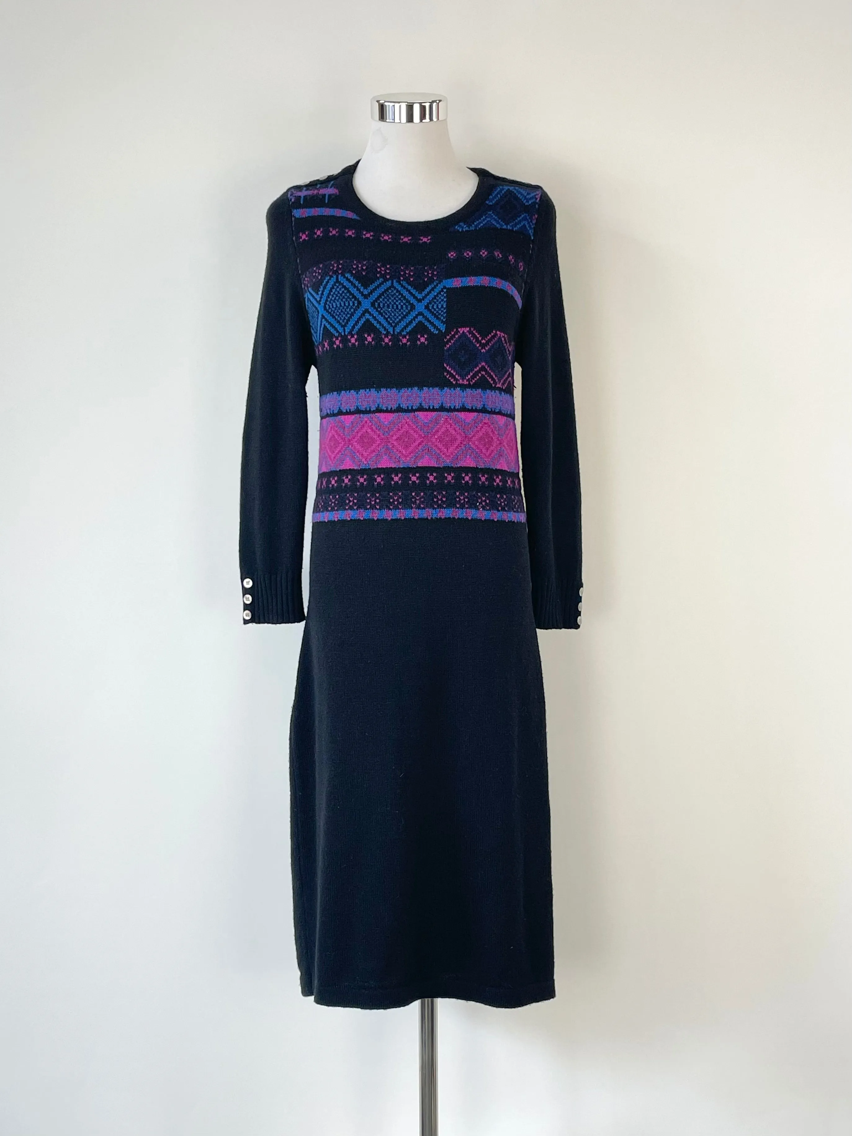Laura Ashley Black Wool Blend Knit Pencil Dress - S
