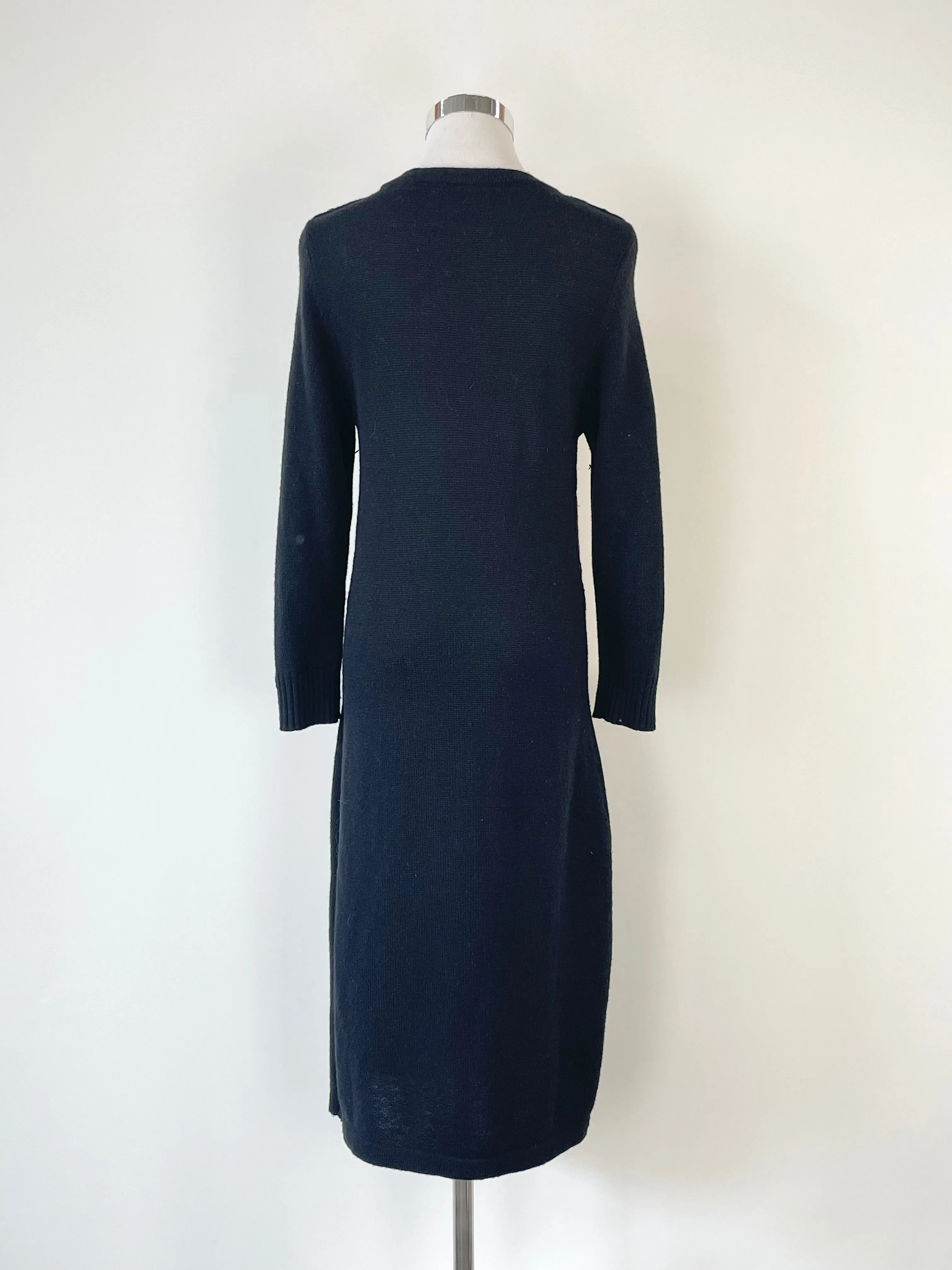Laura Ashley Black Wool Blend Knit Pencil Dress - S