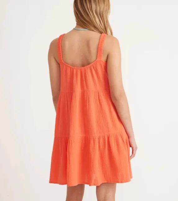 Leila Double Cloth Mini Dress - Hot Coral