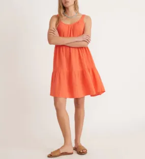 Leila Double Cloth Mini Dress - Hot Coral