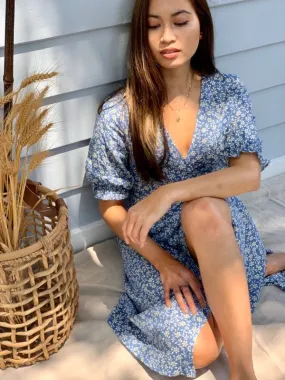 Lia Blue Floral Cotton Wrap Dress