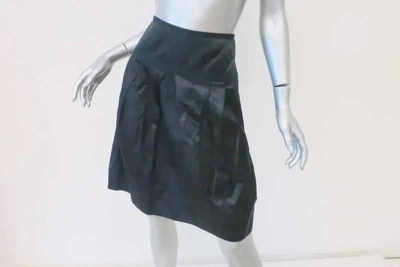 Lida Baday Skirt Navy Pleated Satin Size 4