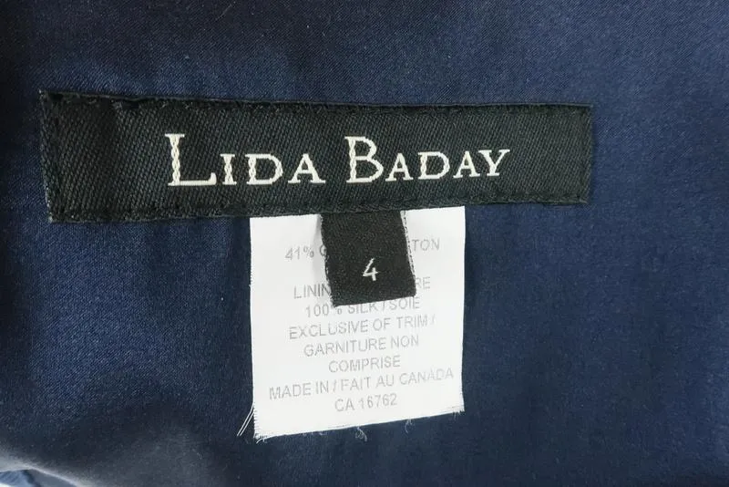Lida Baday Skirt Navy Pleated Satin Size 4