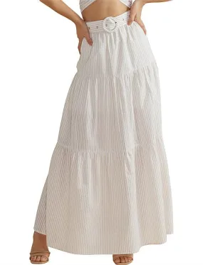 Lune Midi Skirt - White/Beige