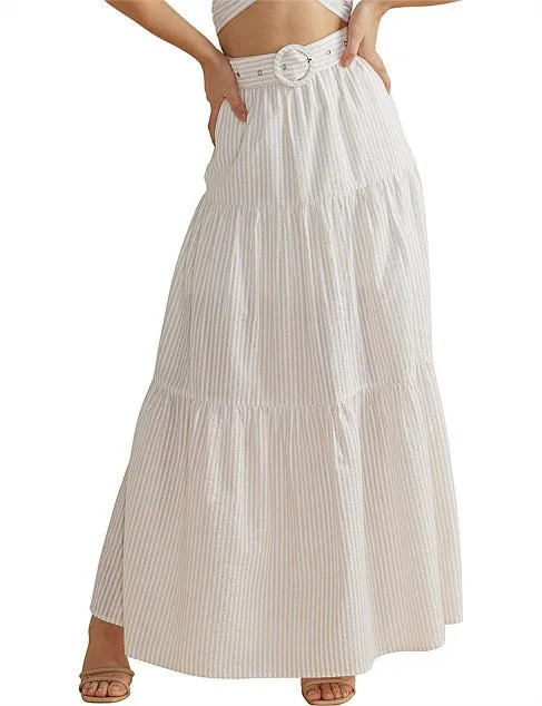 Lune Midi Skirt - White/Beige