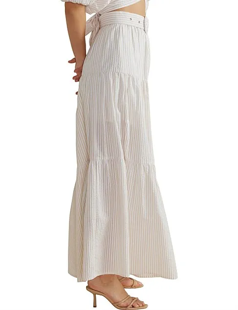 Lune Midi Skirt - White/Beige
