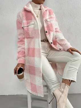 Maika | Women's Elegant Chic Checked Teddy Coat - Warm Stylish Winter Outerwear