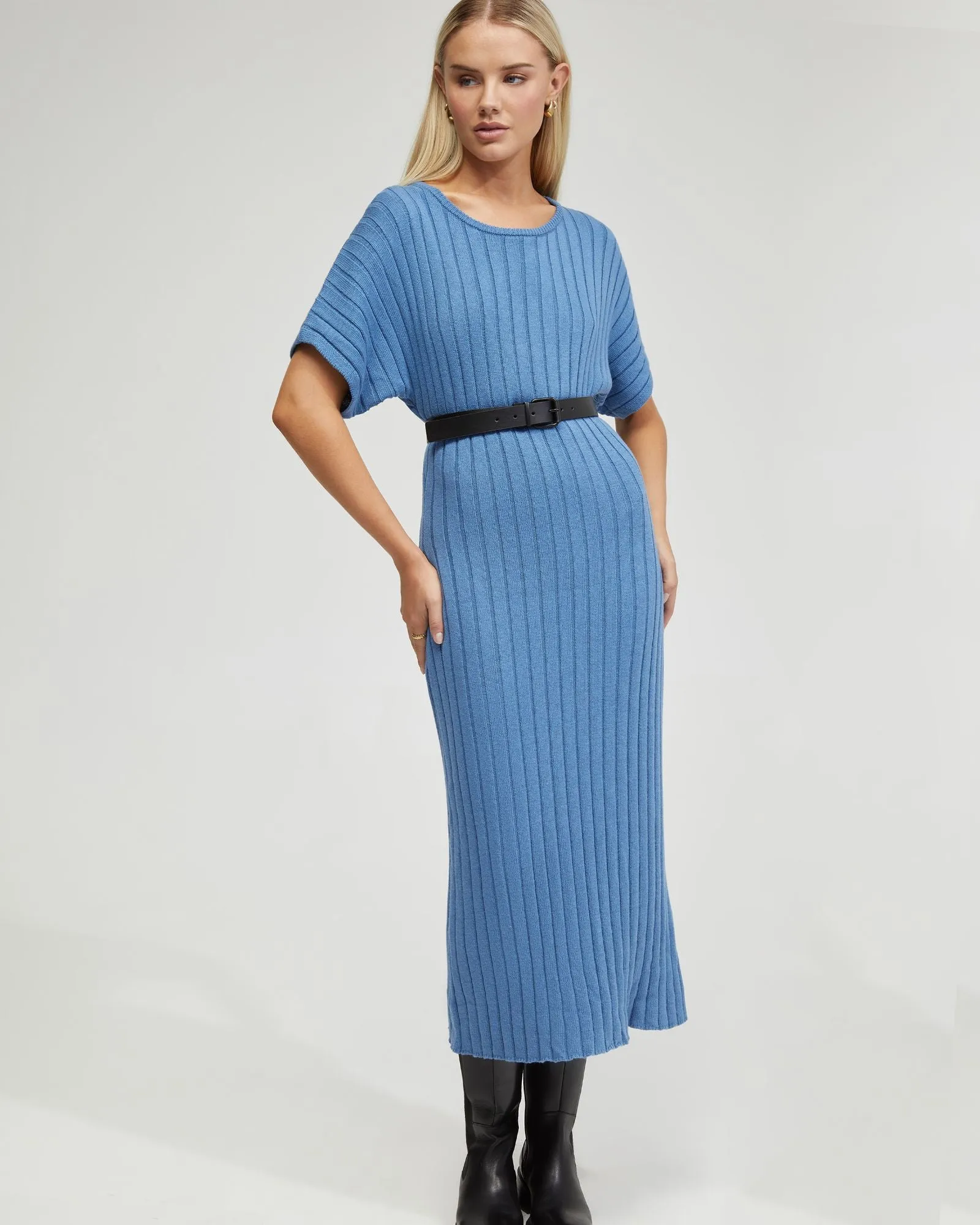 Maya Rib Short Sleeve Dress