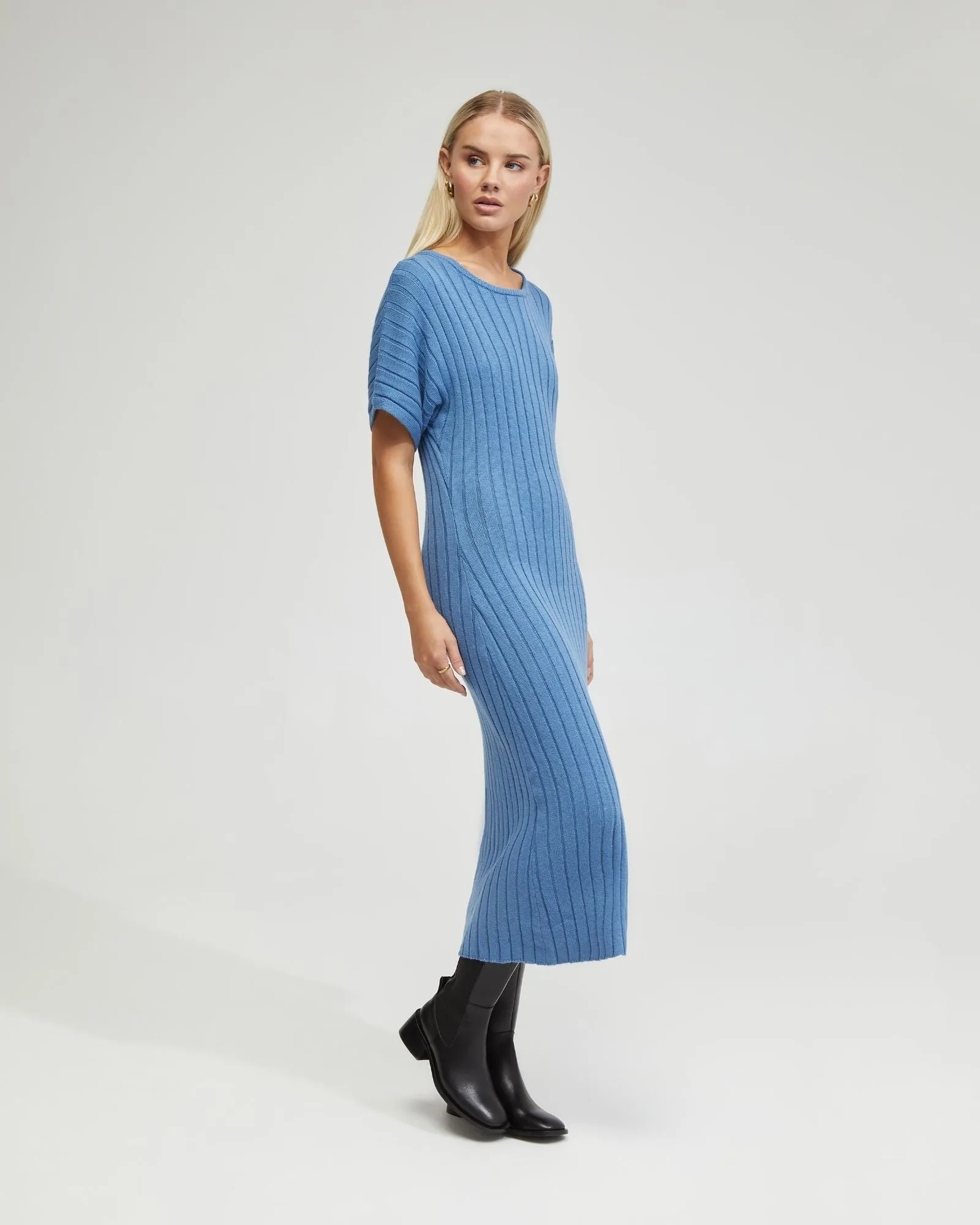 Maya Rib Short Sleeve Dress