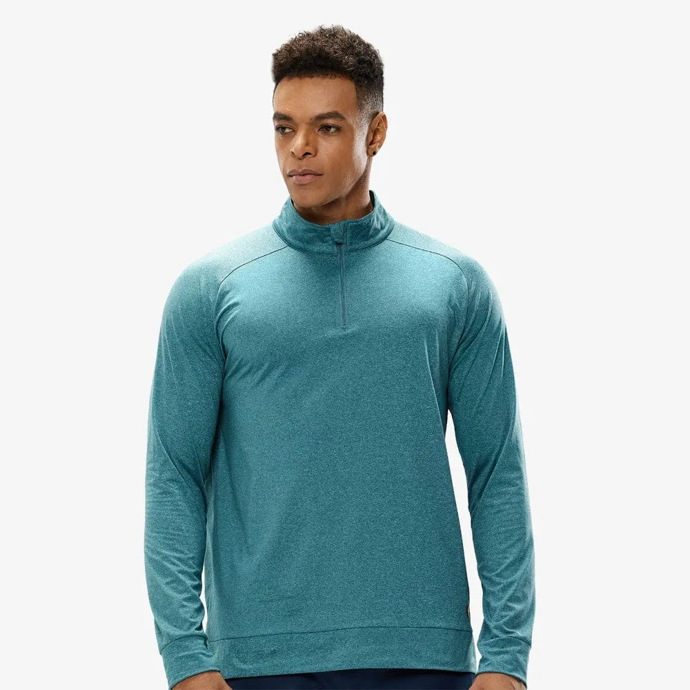 Men's Quarter Zip Long Sleeve Pullover Shirts Brushed Back Fleece