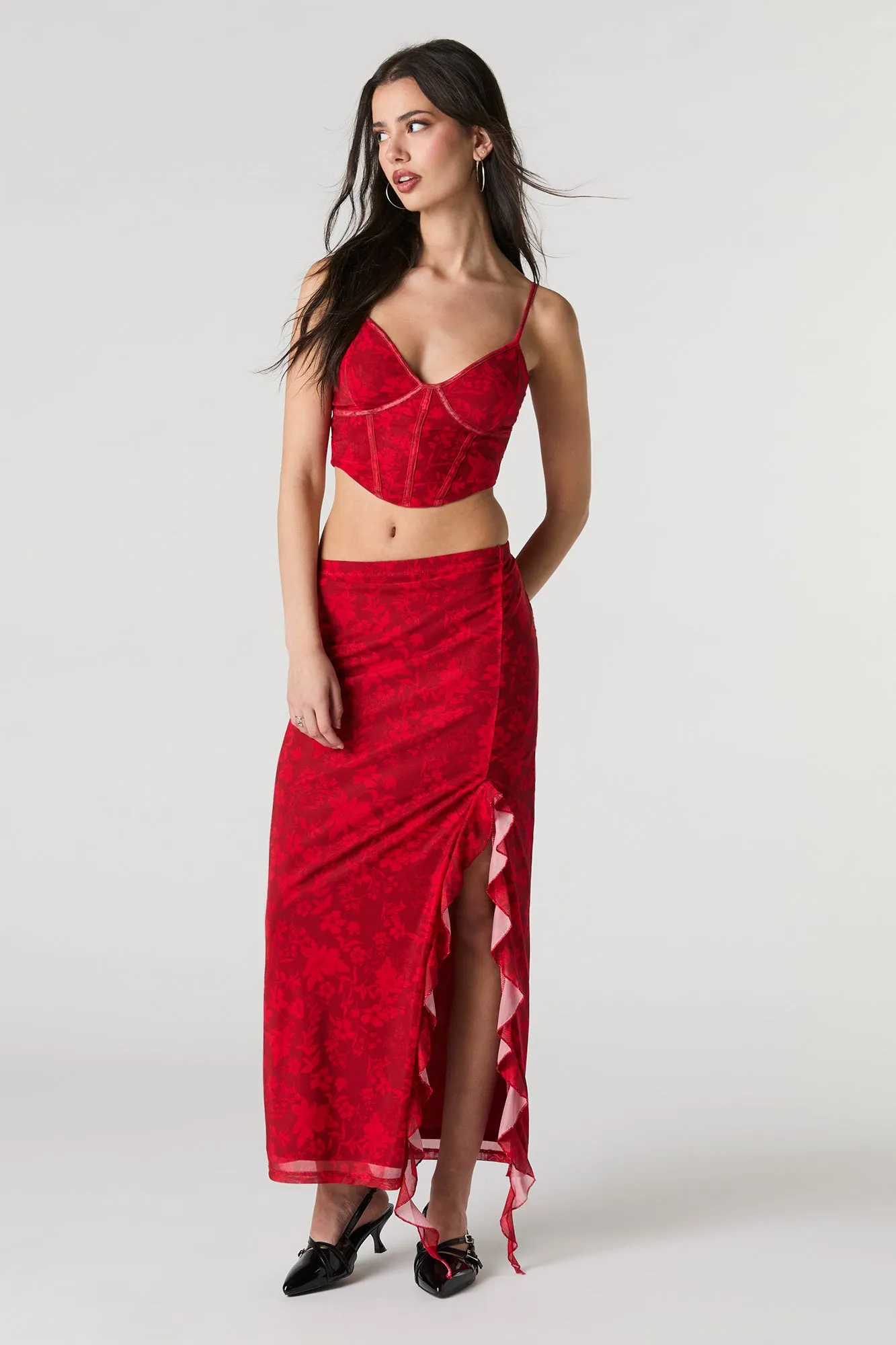 Mesh Cropped Corset Tank