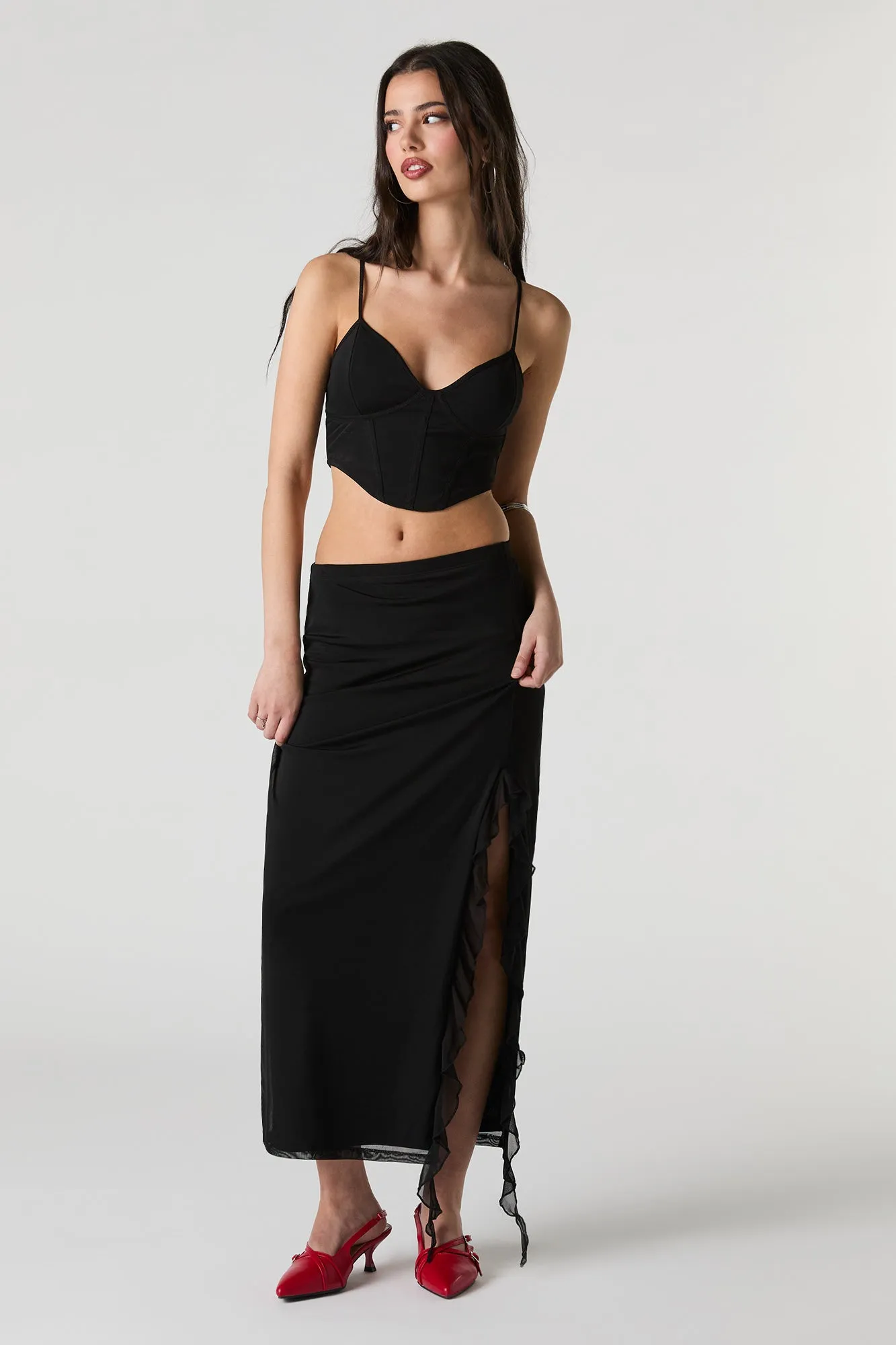 Mesh Cropped Corset Tank