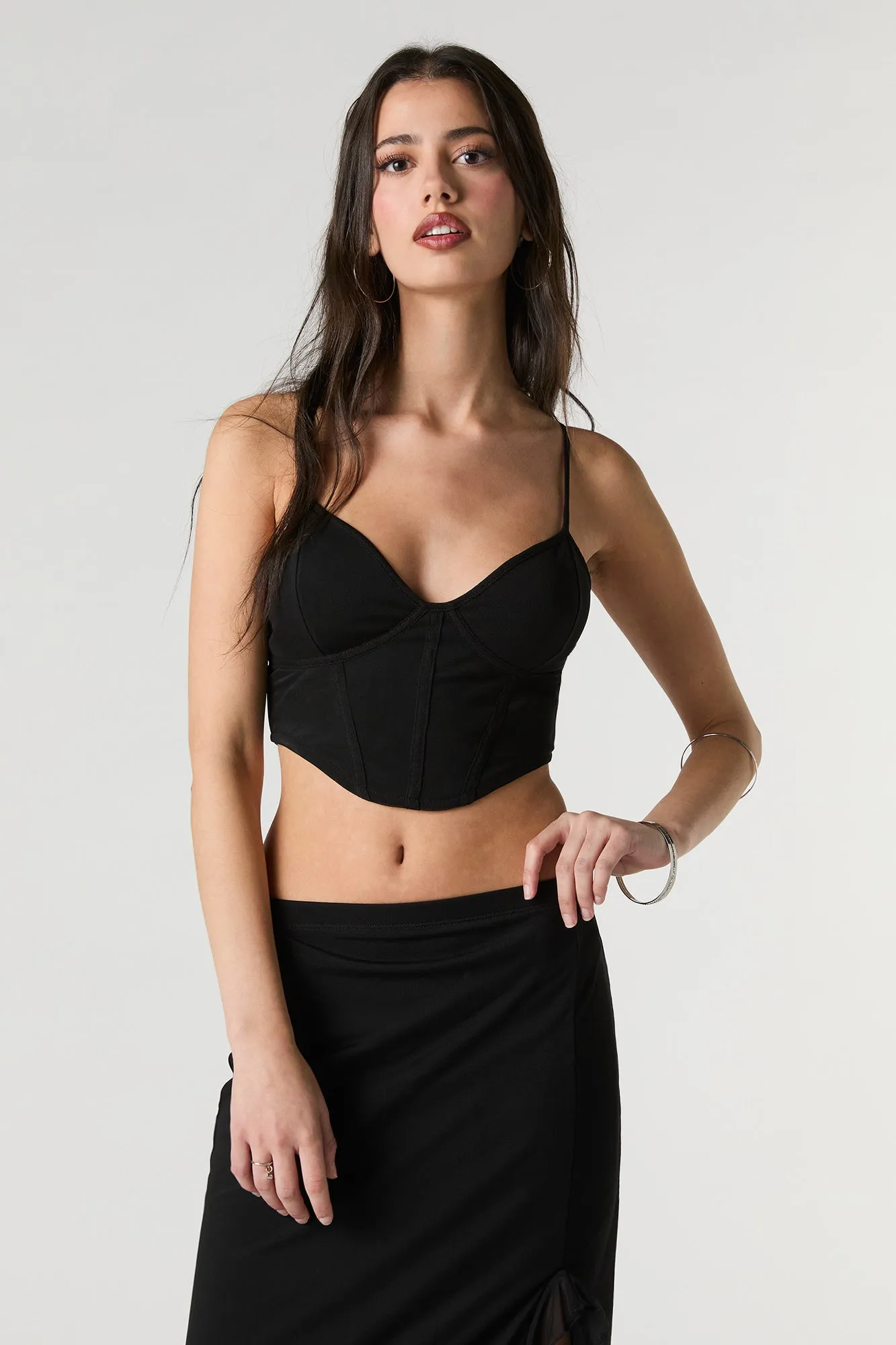 Mesh Cropped Corset Tank