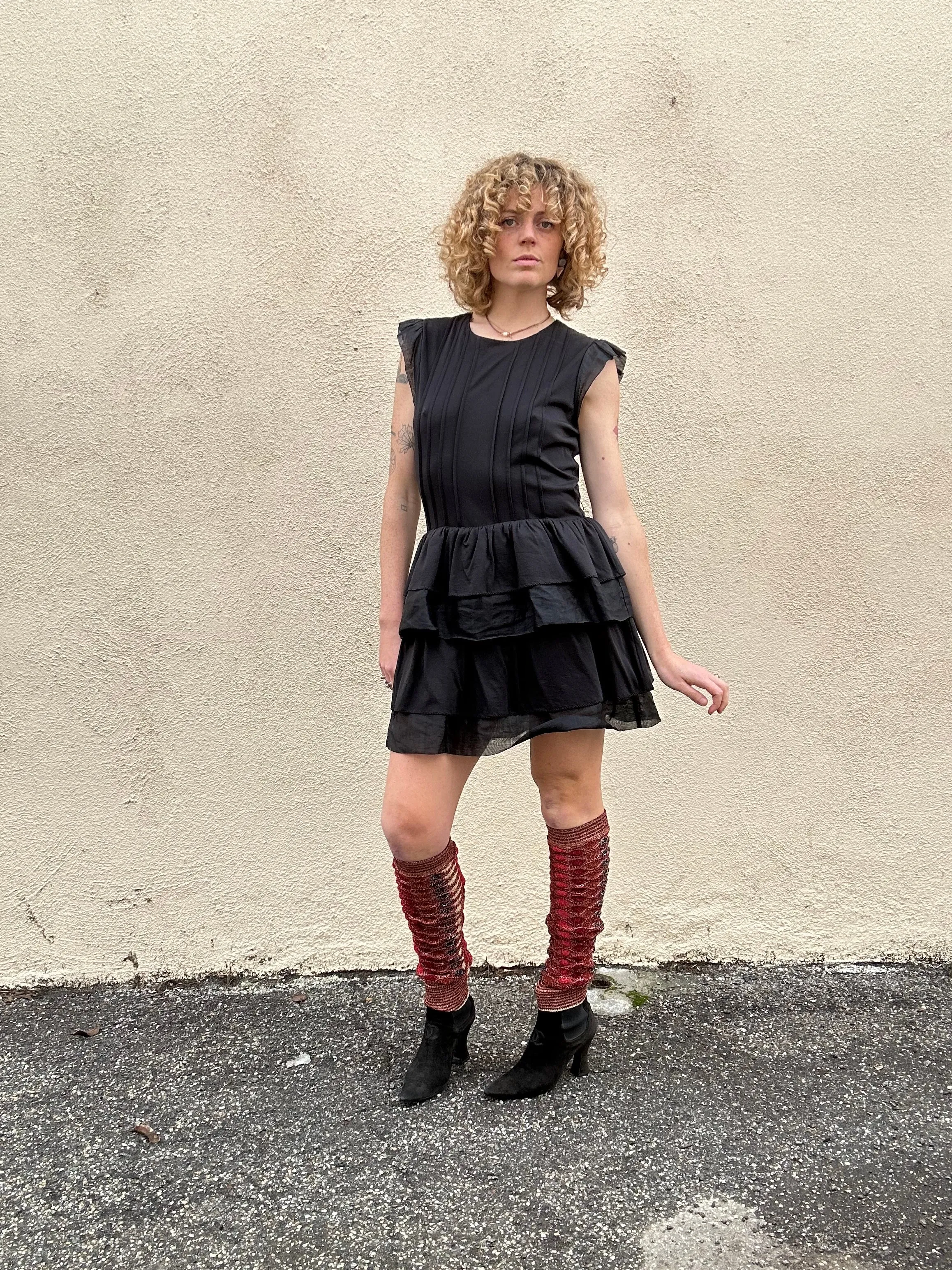 Miu Miu Black Ruffle Mini Dress