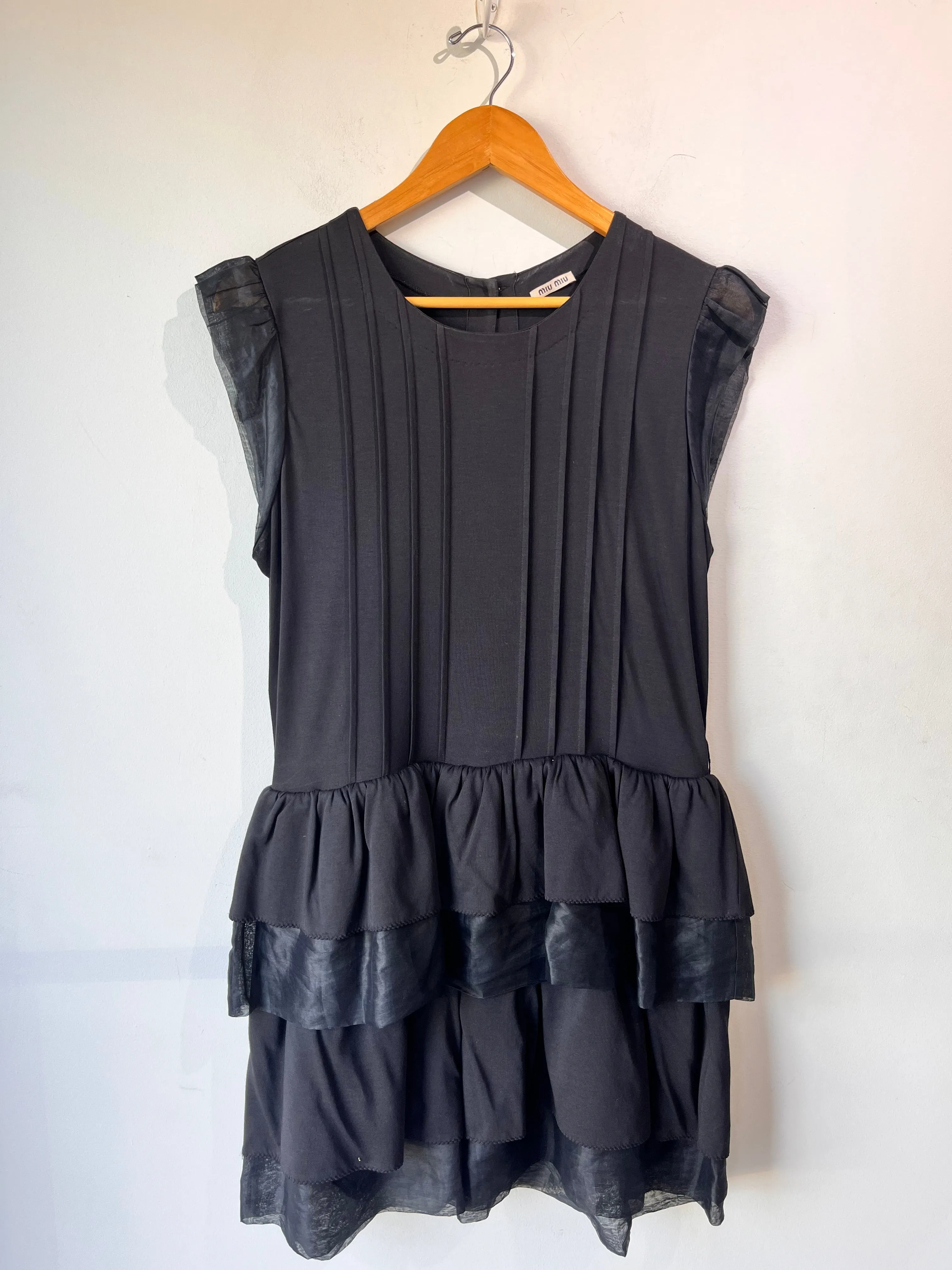 Miu Miu Black Ruffle Mini Dress