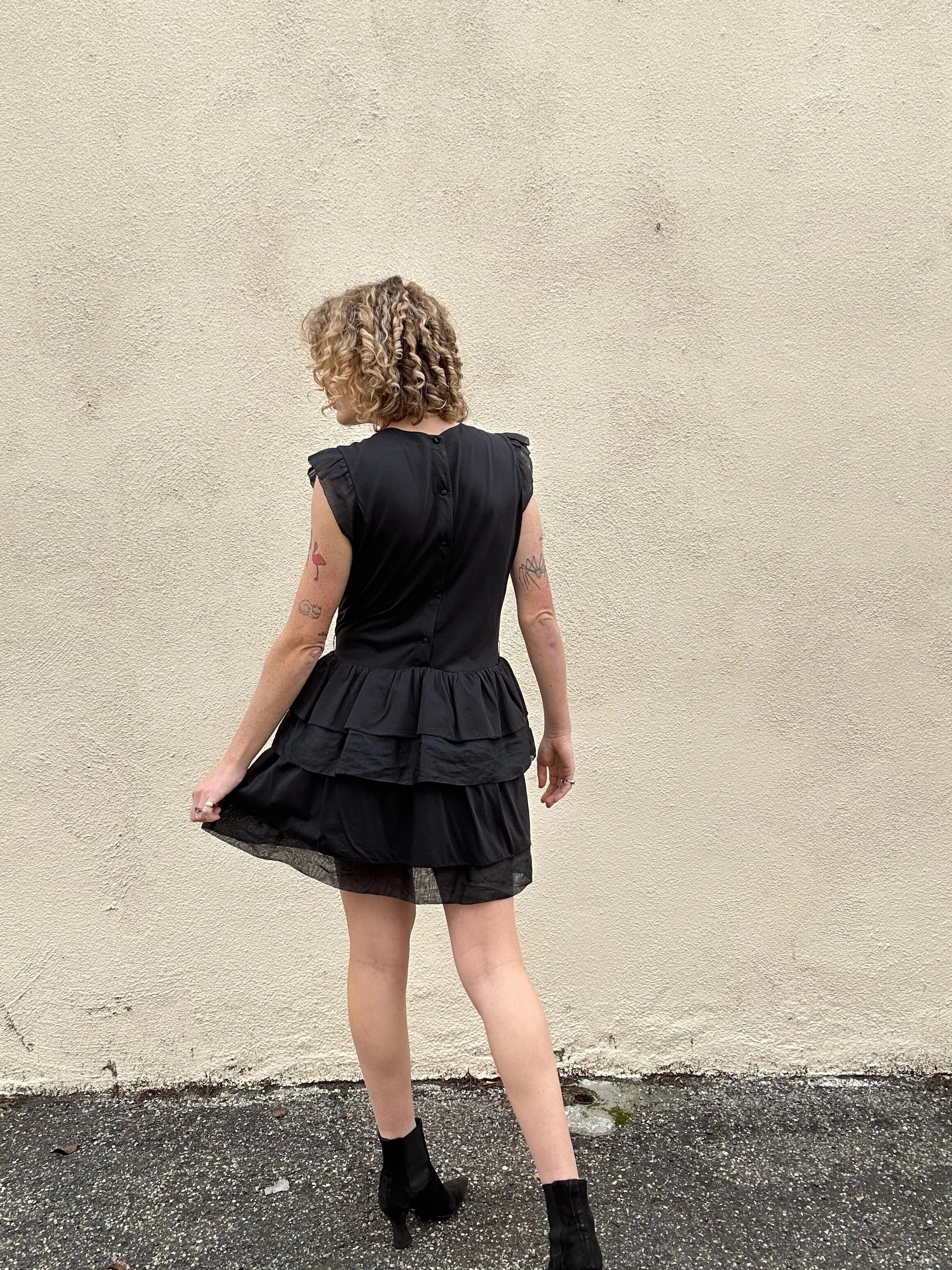 Miu Miu Black Ruffle Mini Dress