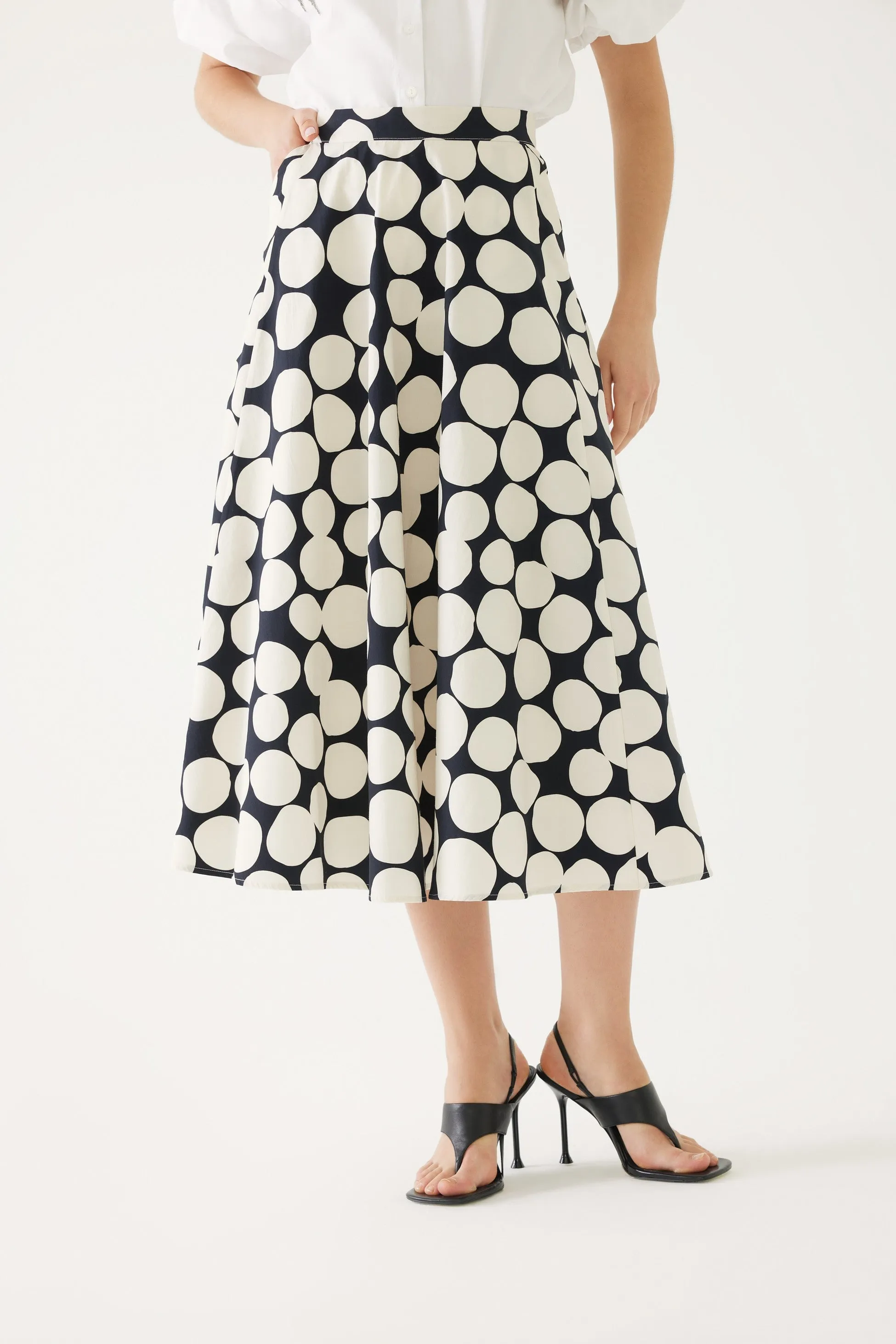 Multi-Color Polka Dots Midi Skirt