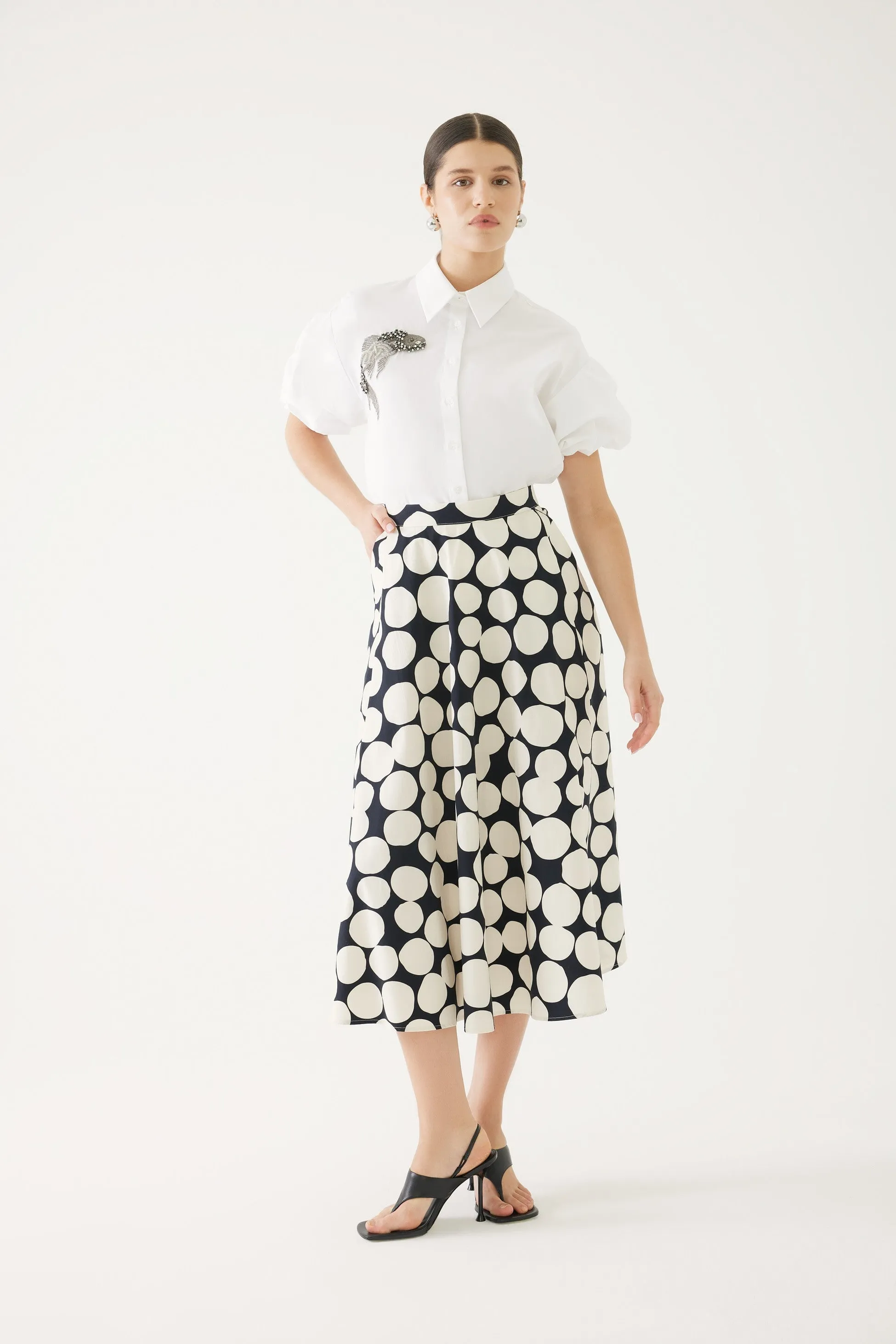Multi-Color Polka Dots Midi Skirt