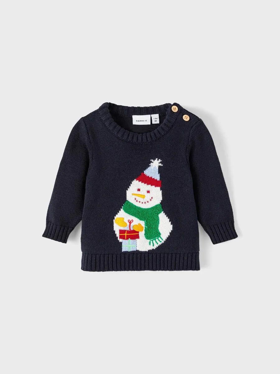 Name it pullover pupazzo di neve blu neonati