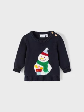 Name it pullover pupazzo di neve blu neonati